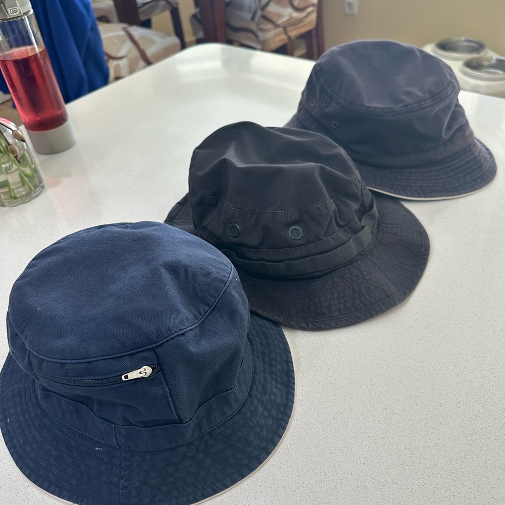 Set of 3 Men's Classic Bucket Hat - Navy, Black